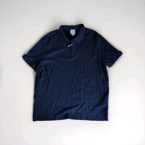 Calvin Klein Classic Fit Polo Shirt Black Ribbed Cotton XXL Minimal Logo Basic